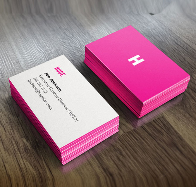 Full Color Printed Business Cards Pink